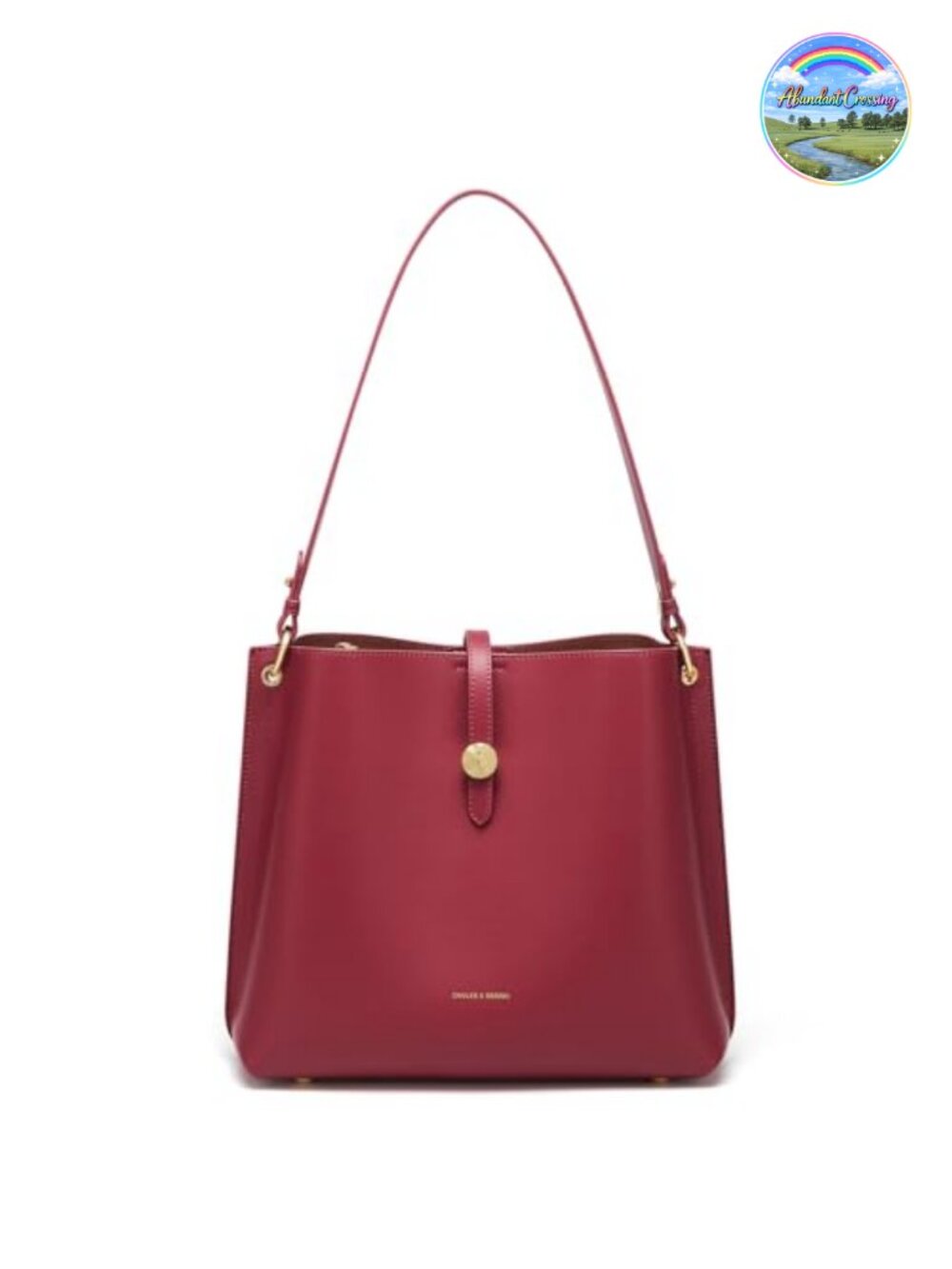 Genuine Leather Bucket Bag Tote Shoulder Purse with Gold Hardware